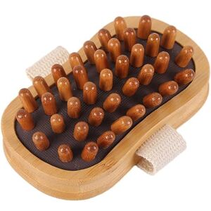 Perfeclan Wooden Massage Body Brush Handheld Massager Multi Functional Body Sculpting Tool Wood Massage Tool Relax Muscle for Neck Legs, Coffee