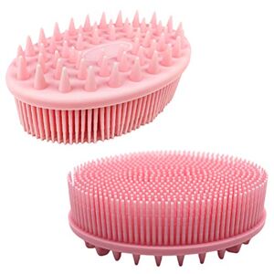 JTLB 2 in 1 Bath and Shampoo Brush, Silicone Body Scrubber Exfoliating Body Brush, Silicone Loofah, Head Scrubber, Scalp Massager/Brush