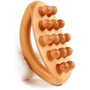 Jonlaki Wood Massage Tools, Massage Body Brush with 14 Massage Beads, Comfortable Grip, for Neck, Shoulders, Stomach, Back, Legs, Arms