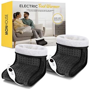 MONHOUSE Electric Foot Warmer - Cold Feet Warmers for Home Use and Office Under Table Desk - Soft and Breathable Heating Pad - Relaxing Comfort Heat Therapy - Heated Foot Mat for Women & Men - D.Grey