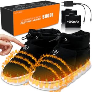 ZONSUSE Heated Shoes for Men and Women,3.7V 4000mAh Rechargeable Warm Shoes, Heated Slippers, Foot Warmer, Electric Heated Shoes with 3 Heating Settings, for Home Office Keep Warm in Winter (38-39)