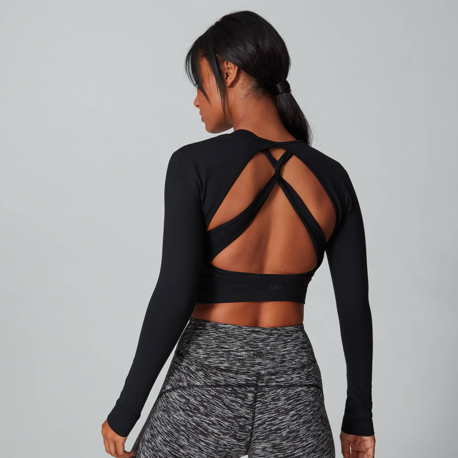 MP Power Open Back Crop Top - Til kvinder - Sort - XXL