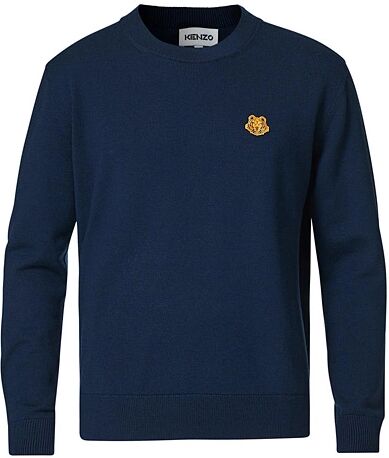 Kenzo Crest Classic Knitted Crew Neck Navy Blue men XS Blå