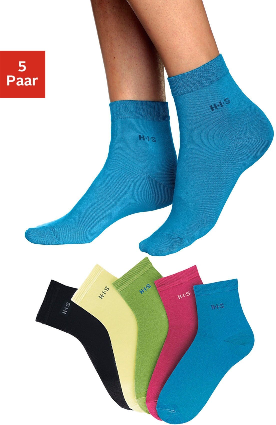 H.I.S Kurzsocken, (5 Paar), mit Bündchen über dem Knöchel bunt