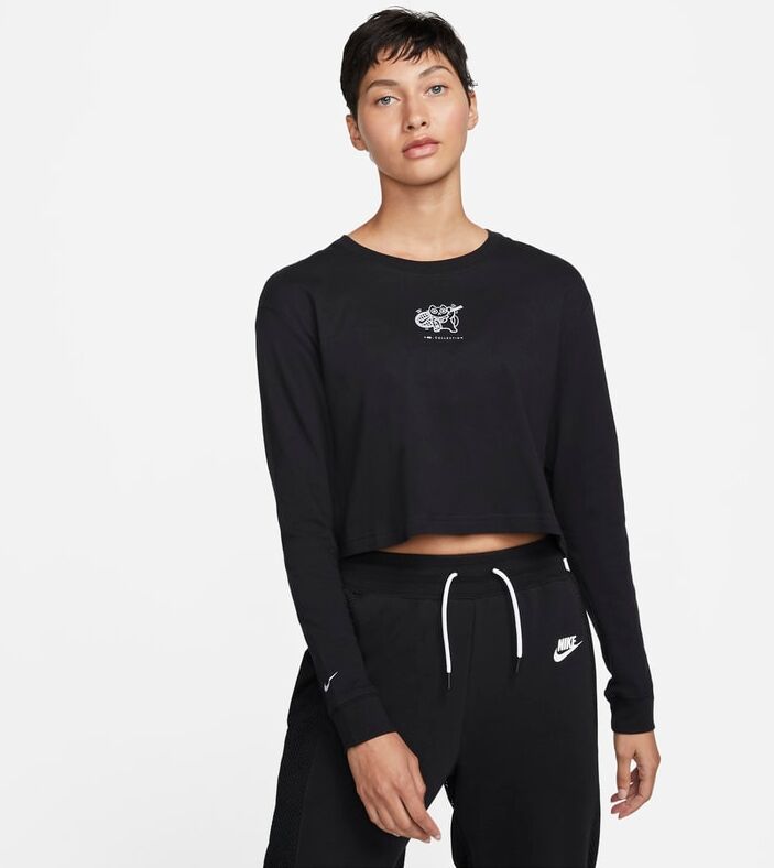 Nike Naomi Osaka Women's Long-Sleeve Cropped Tennis T-Shirt - Black - size: S, XS, XL, M, L