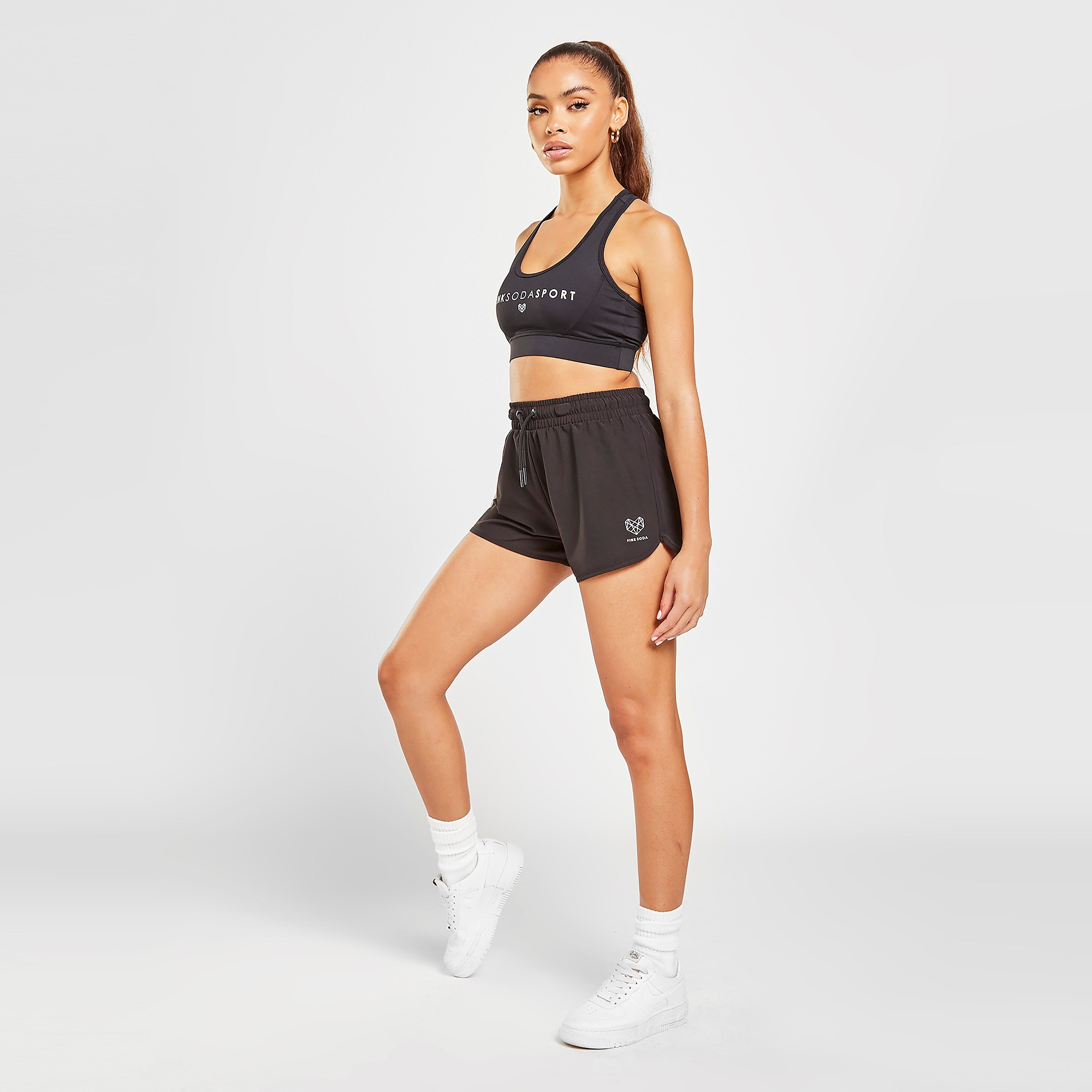 Pink Soda Sport Rezi Woven Run Shorts - Black/White - Womens  size: 4