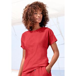 H.I.S T-Shirt »mit Ärmelaufschlag«, im maritimen Stil, Loungewear rot  44/46