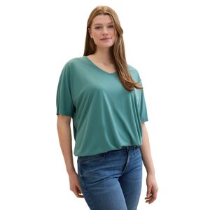 TOM TAILOR PLUS T-Shirt, mit V-Ausschnitt und Bindeband sea pine green  52