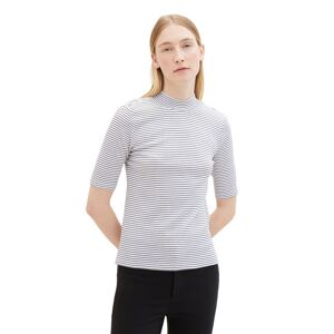 TOM TAILOR T-Shirt, in Streifen-Optik und mit Stehkragen offwhite navy stripe Größe XL