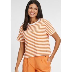 Tamaris T-Shirt, mit Metalllabel dusty orange/bright white Größe L