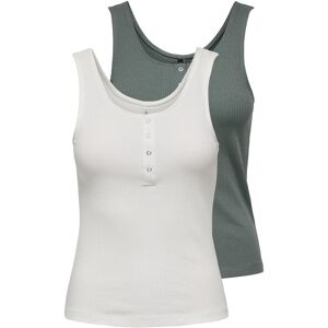 ONLY Ripptanktop »ONLSIMPLE LIFE S/L BUTTON TOP JRS CS 2PK«, (Packung, 2 tlg.) Cloud Dancer Pack:Balsam green Größe S (36)