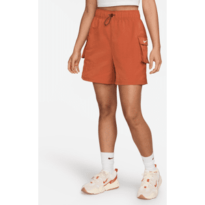 Nike Sportswear Essential Web-Shorts mit hohem Bund für Damen - Orange - L (EU 44-46)