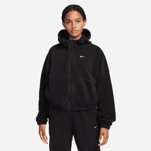 Nike Therma-FIT OneOversize-Fleece-Hoodie mit durchgehendem Reißverschluss für Damen - Schwarz - S (EU 36-38)