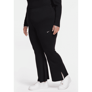 Nike Sportswear Chill Knit Eng anliegende Mini-Rib-Leggings mit ausgestelltem Bein für Damen (große Größe) - Schwarz - 2X