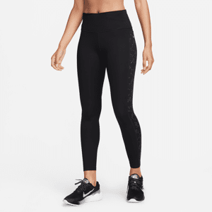 Nike Fast 7/8-Leggings mit mittelhohem Bund, Print und Taschen für Damen - Schwarz - L (EU 44-46)