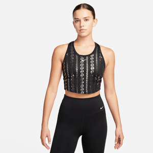 Nike Dri-FIT OneVerkürztes Tanktop mit Print für Damen - Schwarz - L (EU 44-46)