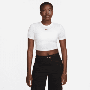 Nike Sportswear Essential Kurz-T-Shirt mit schmaler Passform für Damen - Weiß - M (EU 40-42)