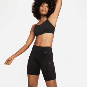 Nike GoBiker-Shorts mit starkem Halt, mittelhohem Bund und Taschen für Damen (ca. 20 cm) - Schwarz - L (EU 44-46)