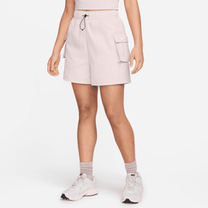 Nike Sportswear Essential Web-Shorts mit hohem Bund für Damen - Lila - S (EU 36-38)