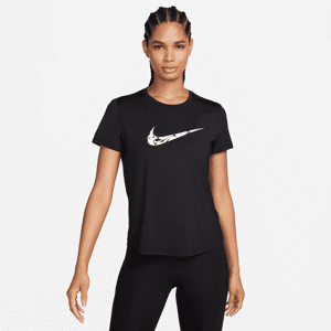Nike One Swoosh Dri-FIT Kurzarm-Laufoberteil für Damen - Schwarz - XS (EU 32-34)