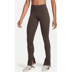 Nike OneLeggings in voller Länge mit geteiltem Saum und hohem Bund für Damen - Braun - L (EU 44-46)