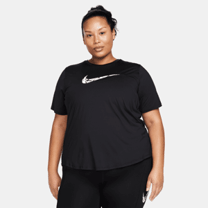Nike One SwooshDri-FIT Kurzarm-Laufoberteil für Damen - Schwarz - 3X