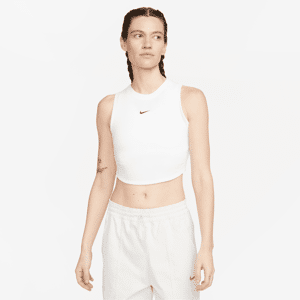 Nike Sportswear Chill Knit enges, kurz geschnittenes Mini-Rib-Tanktop für Damen - Weiß - L (EU 44-46)