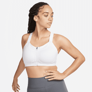 Nike Alpha gepolsterter Sport-BH mit Reißverschluss vorne und starkem Halt für Damen - Weiß - L (C-E)