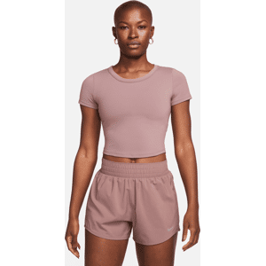 Nike One Fitted Dri-FIT Crop Top mit kurzen Ärmeln für Damen - Lila - S (EU 36-38)