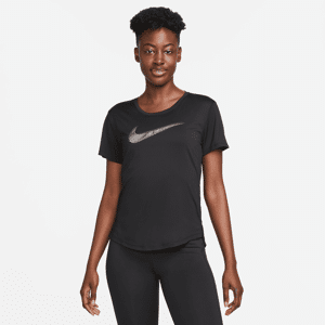 Nike Dri-FIT SwooshKurzarm-Laufoberteil für Damen - Schwarz - M (EU 40-42)