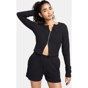 Nike Sportswear Chill Knit Strickjacke aus Rippmaterial mit schmalem Schnitt und durchgehendem Reißverschluss für Damen - Schwarz - S (EU 36-38)