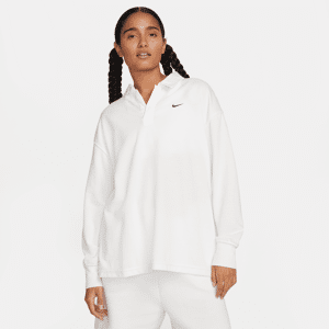 Nike Sportswear EssentialOversize-Poloshirt mit langen Armen für Damen - Weiß - L (EU 44-46)