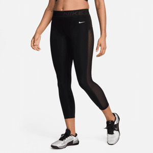 Nike Pro 7/8-Leggings mit mittelhohem Bund und Mesh-Einsatz für Damen - Schwarz - S (EU 36-38)