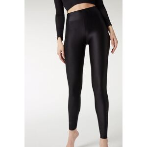 Calzedonia Superglänzende Leggings Frau Schwarz Größe XL