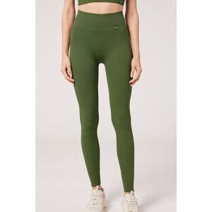 Calzedonia Sportliche Leggings aus Seamless-Feinrippgewebe Frau Grun Größe S/M