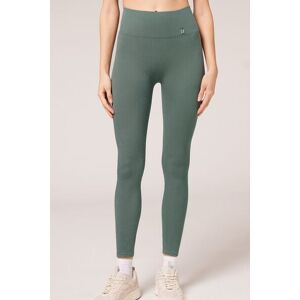 Calzedonia Sportliche Leggings aus Seamless-Feinrippgewebe Frau Grun Größe M/L