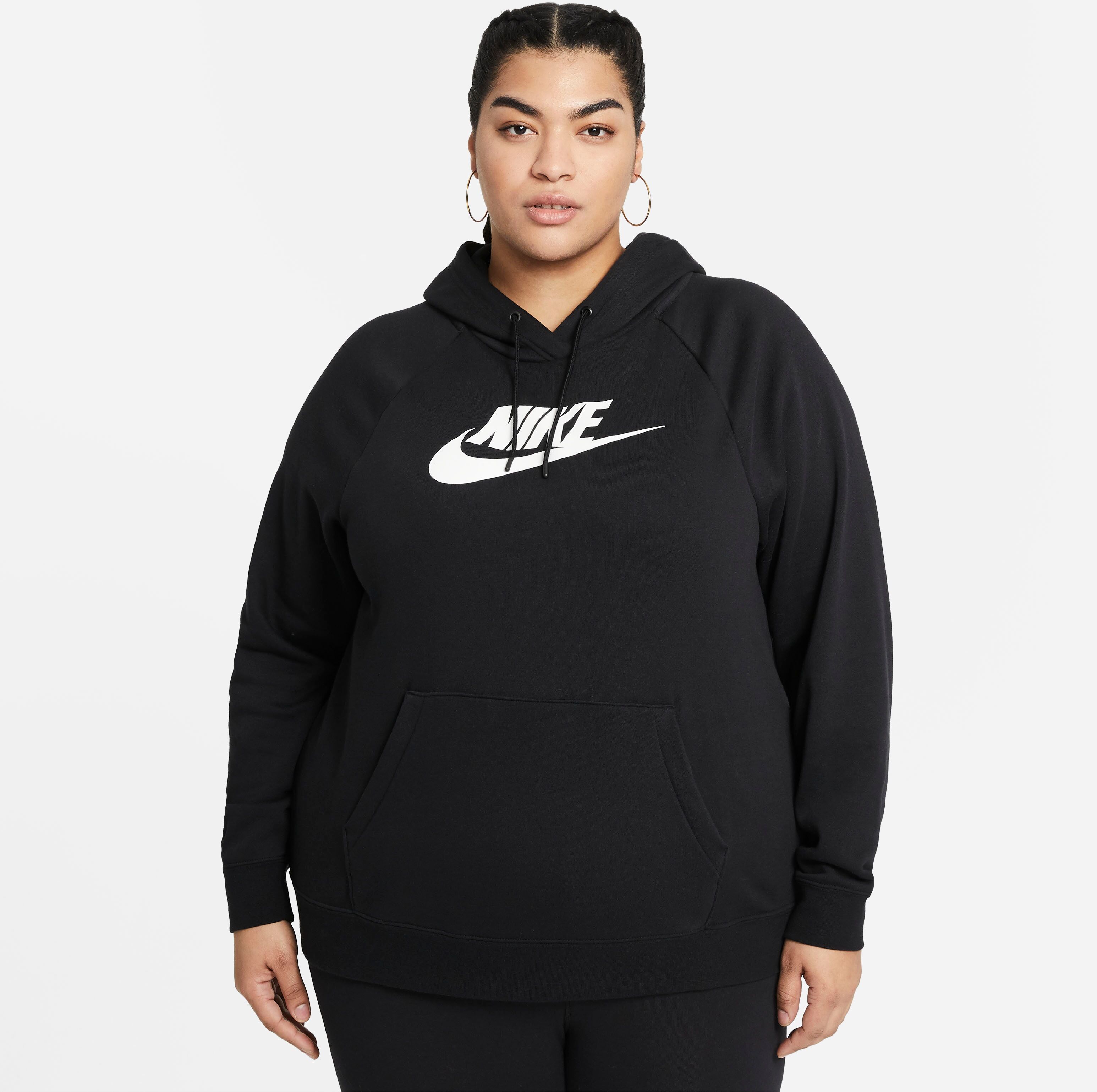 Nike Sportswear Kapuzensweatshirt »W Nsw Essntl Hdy Flc Hbr Plus Size« schwarz  1X (48/50) 2X (52/54) 3X (56/58)