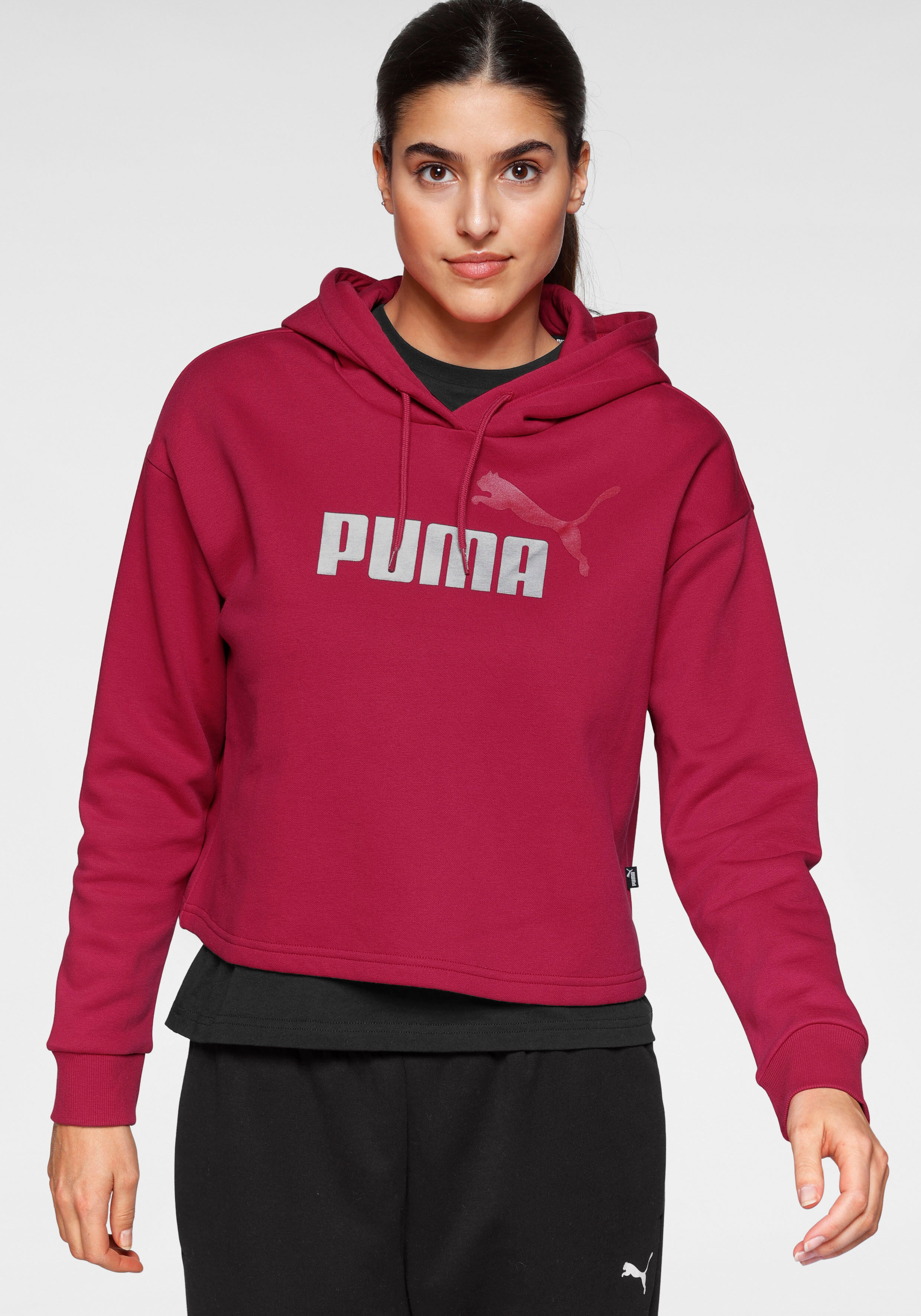 Puma Kapuzensweatshirt »ESS+ Cropped Metallic Logo Hoodie« rot  L M S XL XS