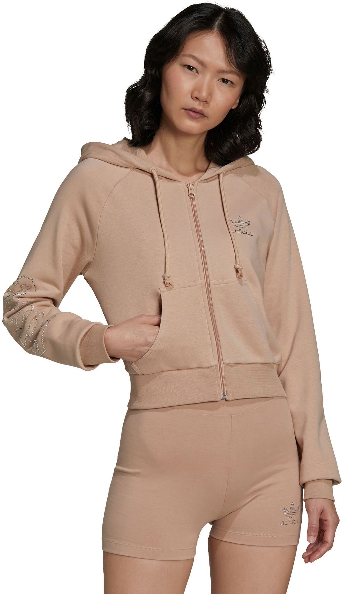 Adidas Originals Kapuzensweatjacke »CROPPED TRACK TOP« beige  32 34 36 38 40 42 44 46 48