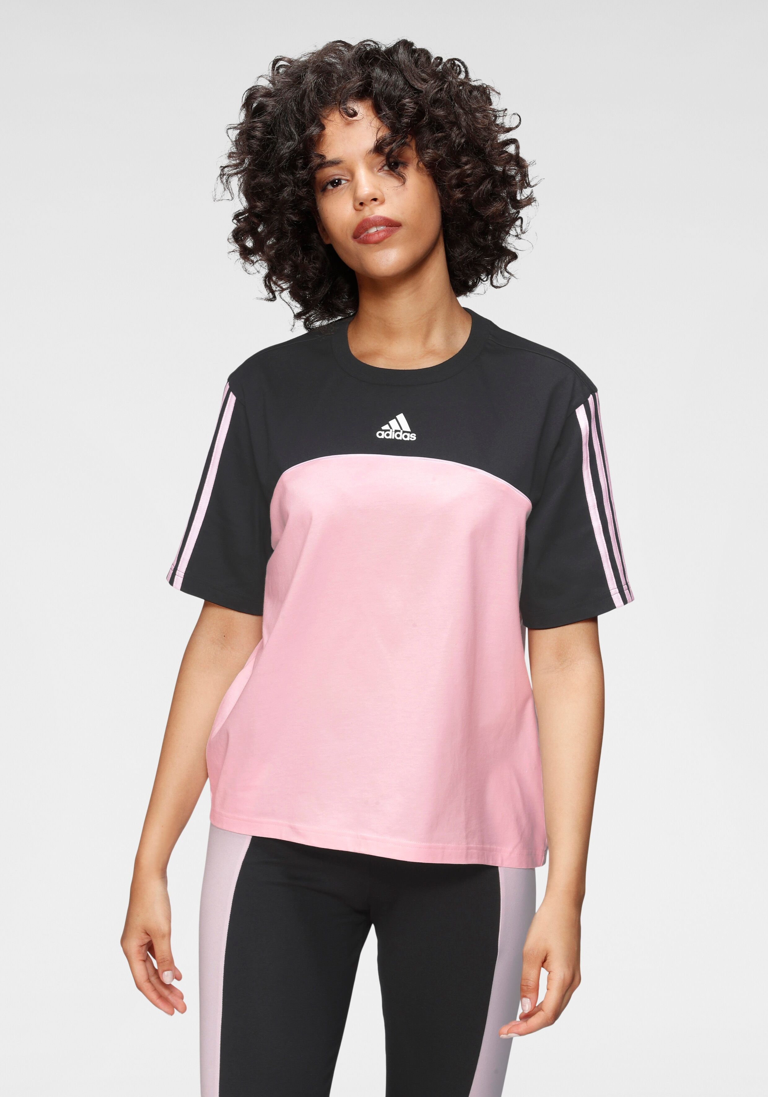 Adidas Performance T-Shirt »COLORBLOCK T SPORT ESSENTIALS T-SHIRT« rosa Größe L (42/44) M (38/40) S (34/36) XL (46/48) XS (30/32)