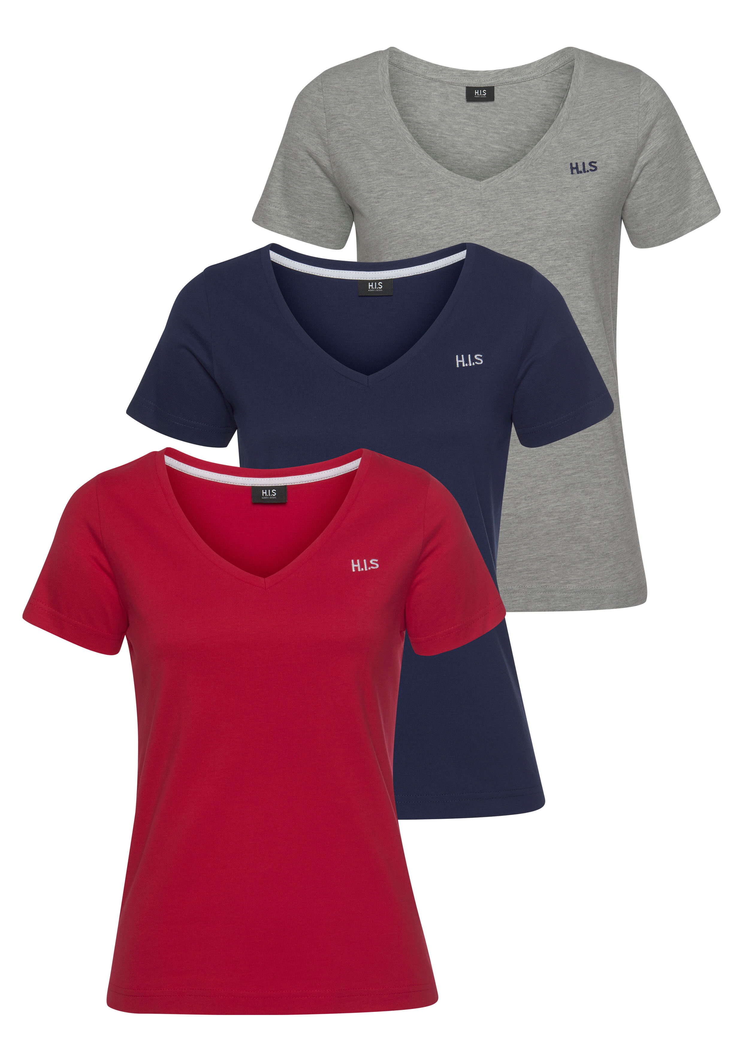 H.I.S T-Shirt »Essential-Basics«, (Spar-Set, 3er-Pack) blau Größe 32/34 36/38 40/42 44/46 48/50 52/54