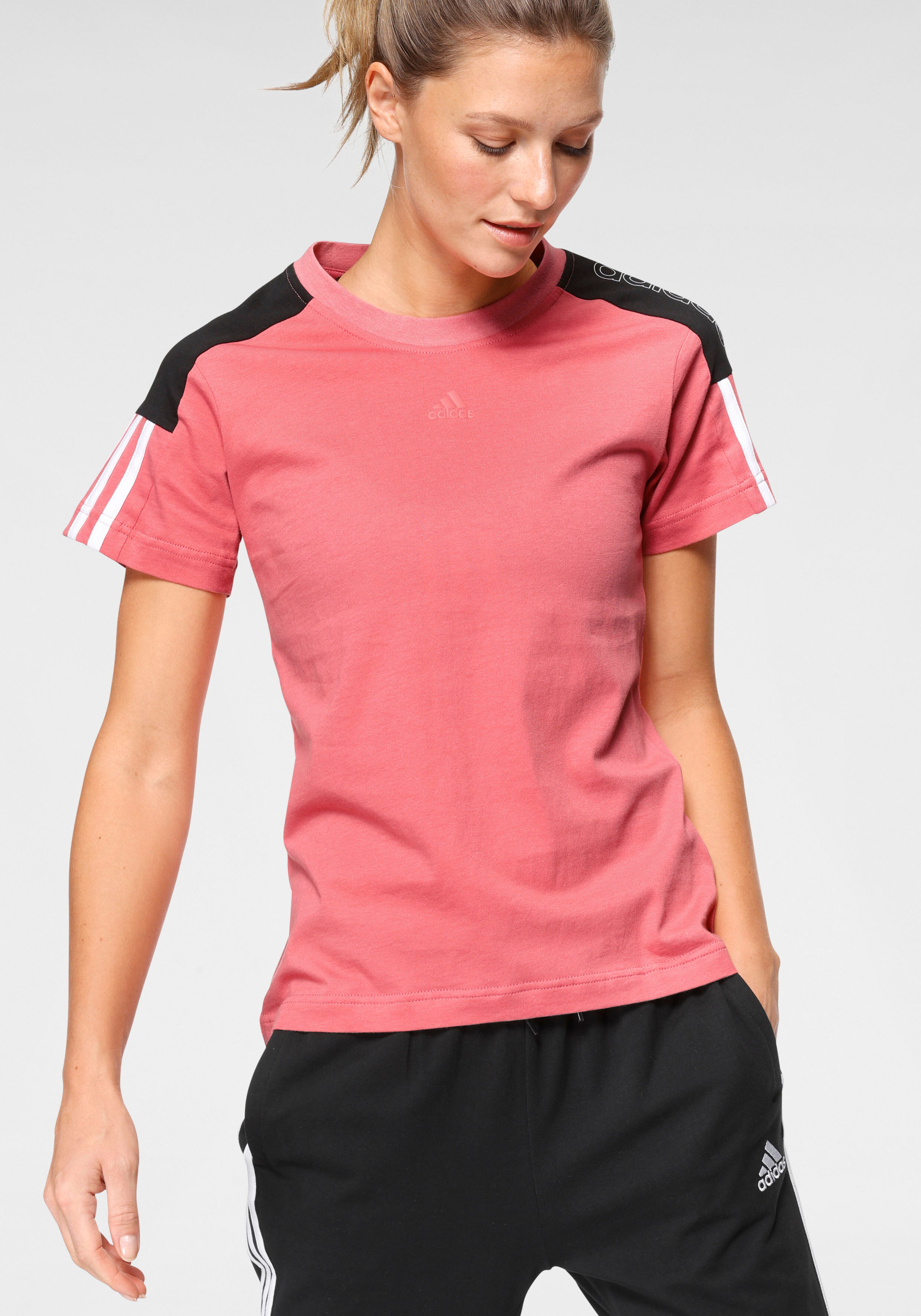 Adidas Performance T-Shirt »COLORBLOCK LINEAR TEE« rosa Größe L (42/44) M (38/40) S (34/36) XL (46/48) XS (30/32) XXL (50/52)