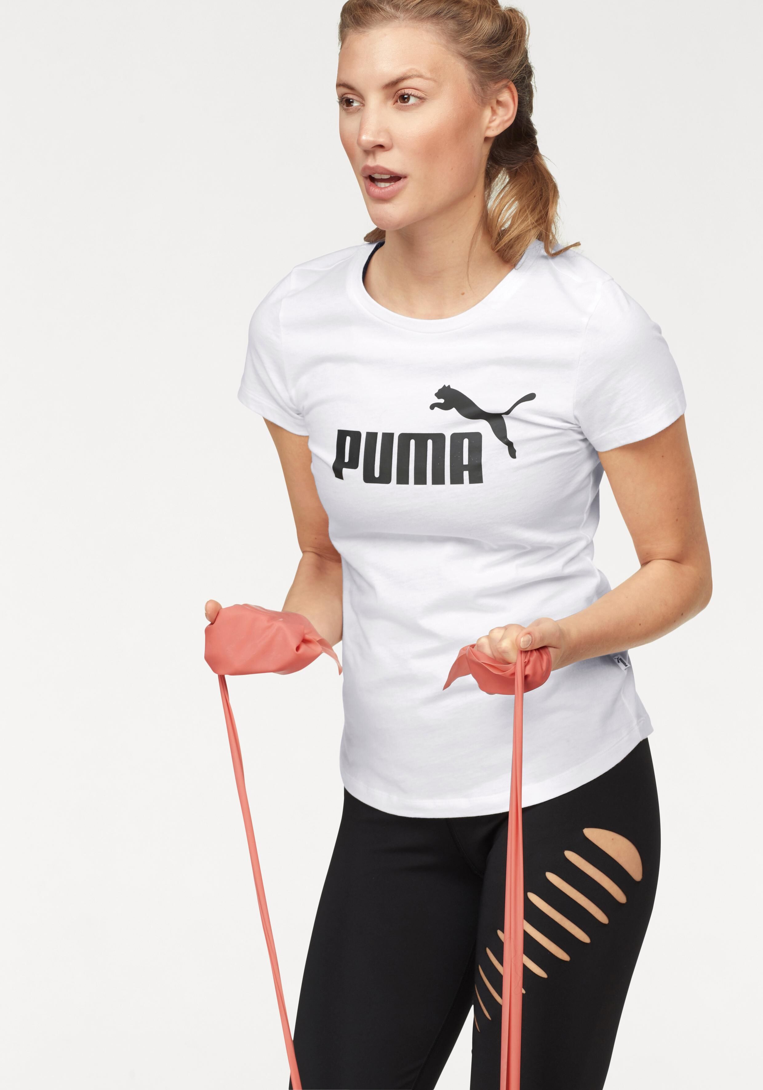 Puma T-Shirt »ESSENTIAL LOGO TEE« weiss Größe L (40) M (38) S (36) XL (42) XS (34) XXL (44/48) XXXL (46)