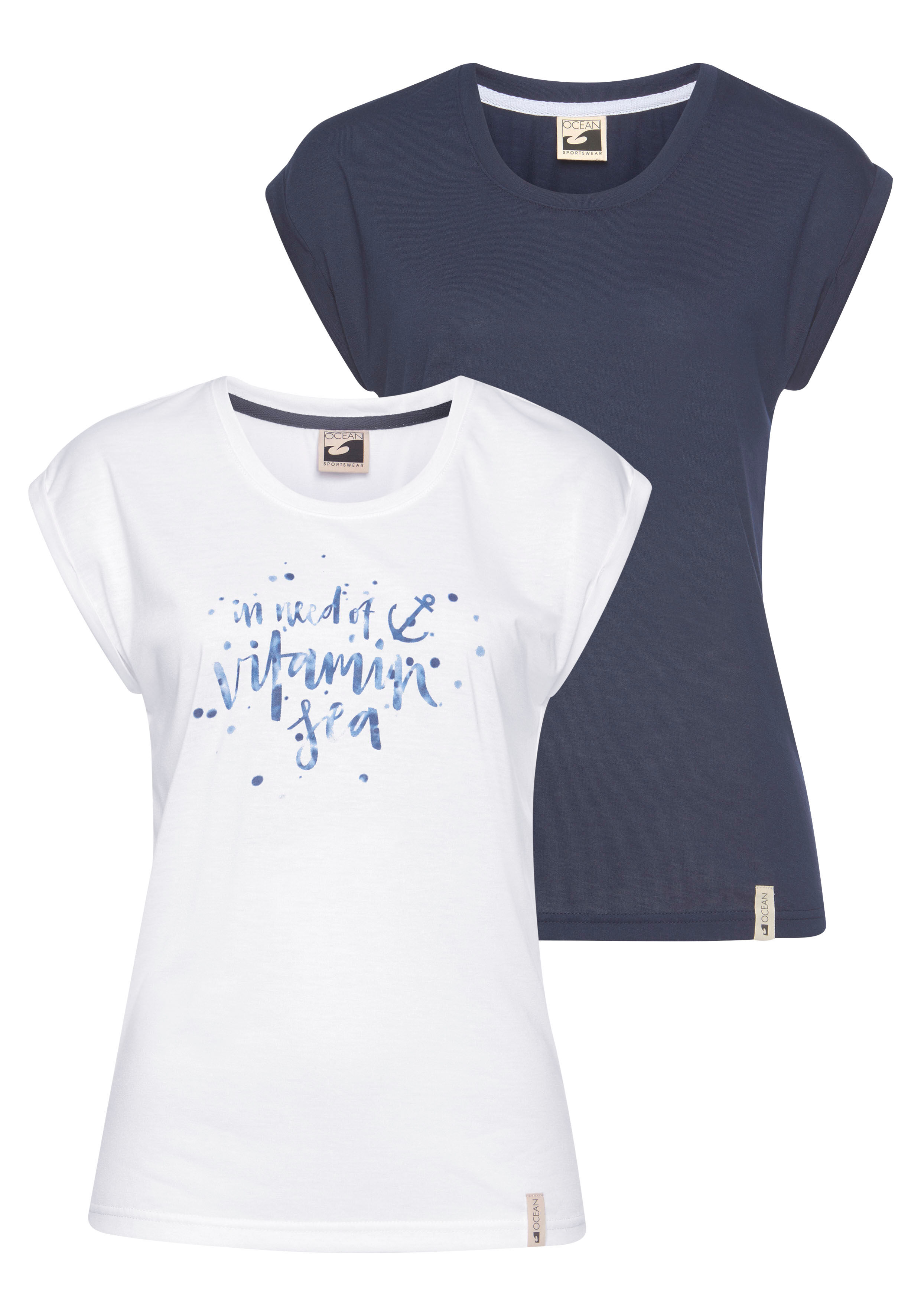 Ocean Sportswear T-Shirt, (Packung, 2er-Pack), in Viskose-Qualität blau Größe 34 36 38 40 42 44 46