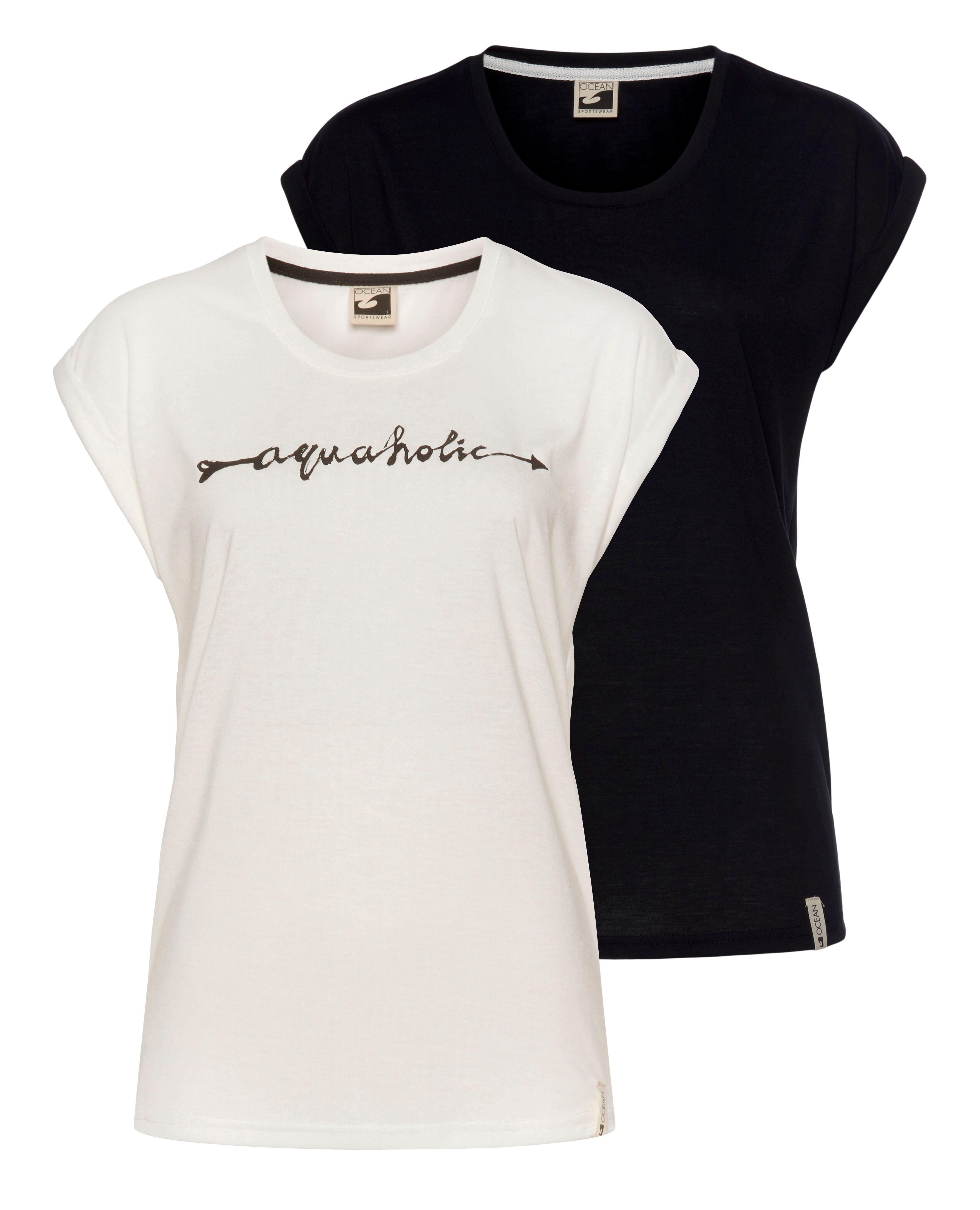 Ocean Sportswear T-Shirt, (Packung, 2er-Pack), in Viskose-Qualität schwarz-weiss Größe 34 36 38 40 42 44 46