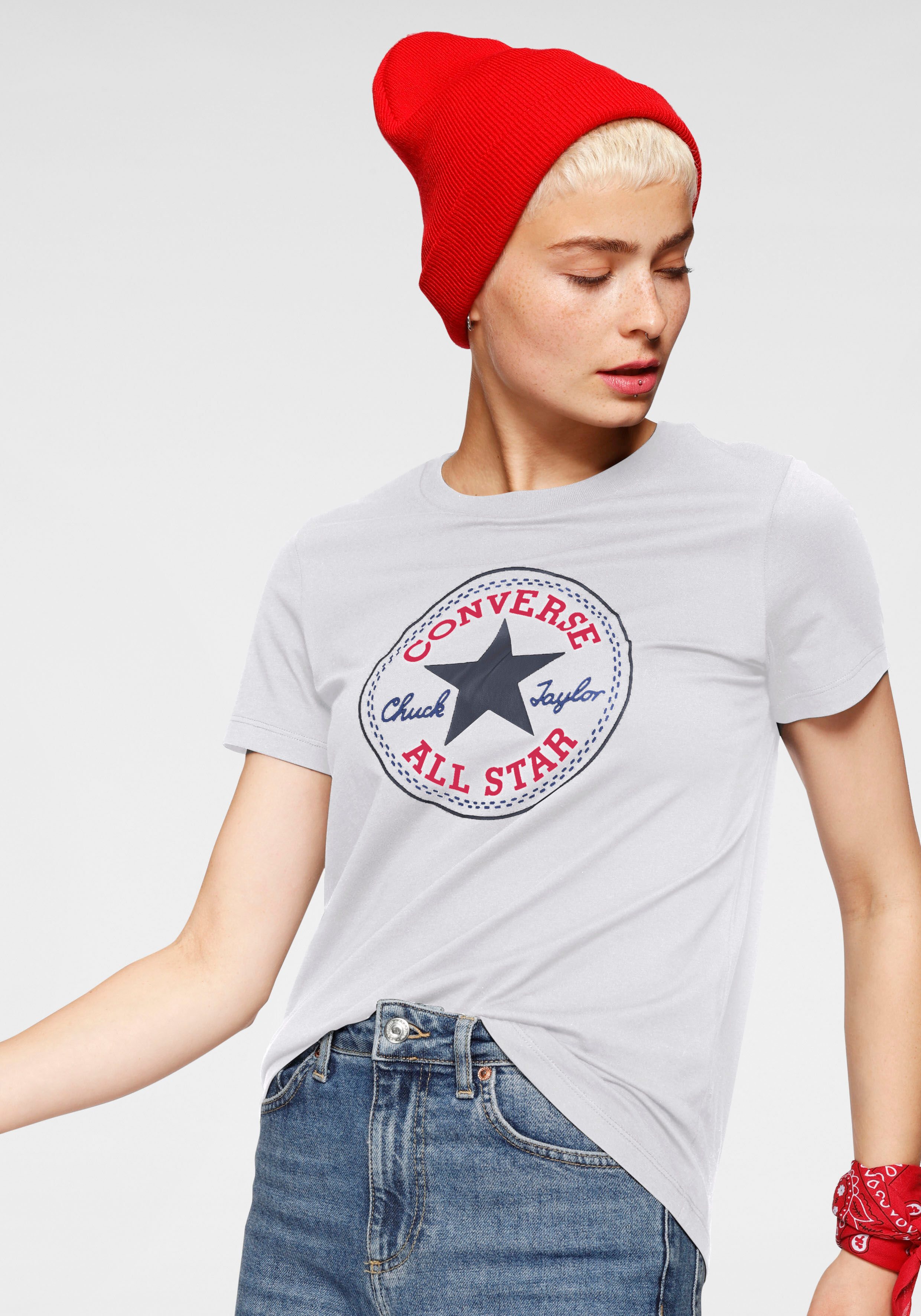 Converse T-Shirt »CHUCK PATCH CLASSIC TEE« weiss Größe L (40) M (38) S (36) XL (42) XS (34)