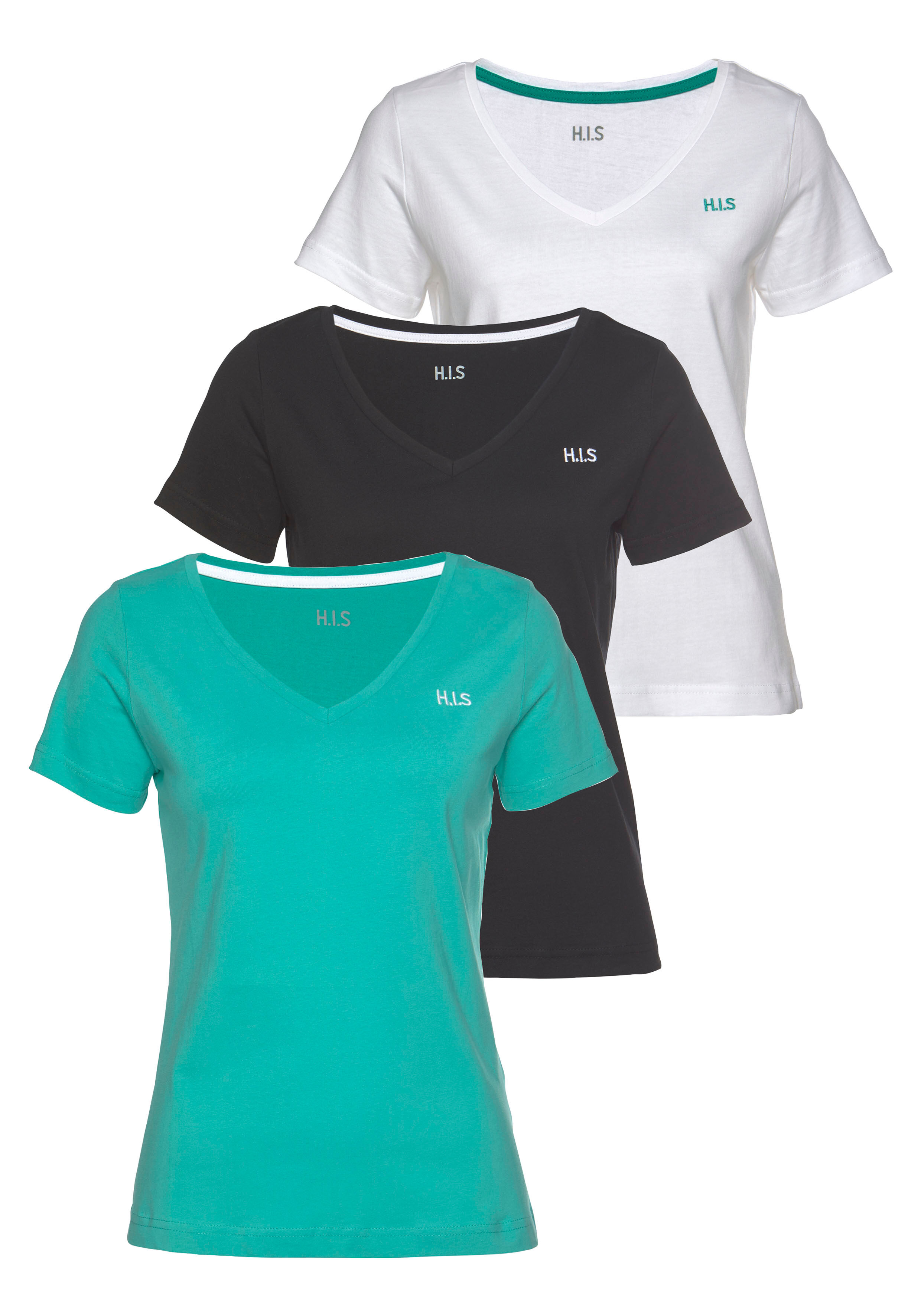 H.I.S T-Shirt »Essential-Basics«, (Spar-Set, 3er-Pack) schwarz Größe 32/34 36/38 40/42 44/46 48/50 52/54