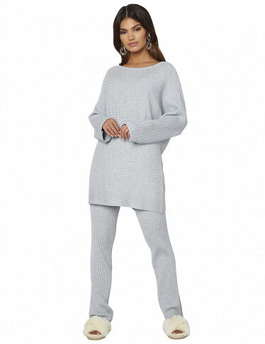 Bubbleroom Ensemble Hose & Pullover, hellgrau