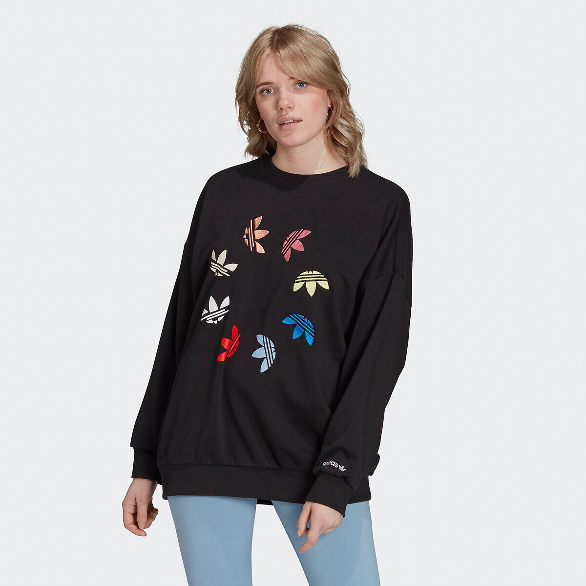 Adidas Sweatshirt mit rundem Ausschnitt, Bio-Baumwolle SCHWARZ