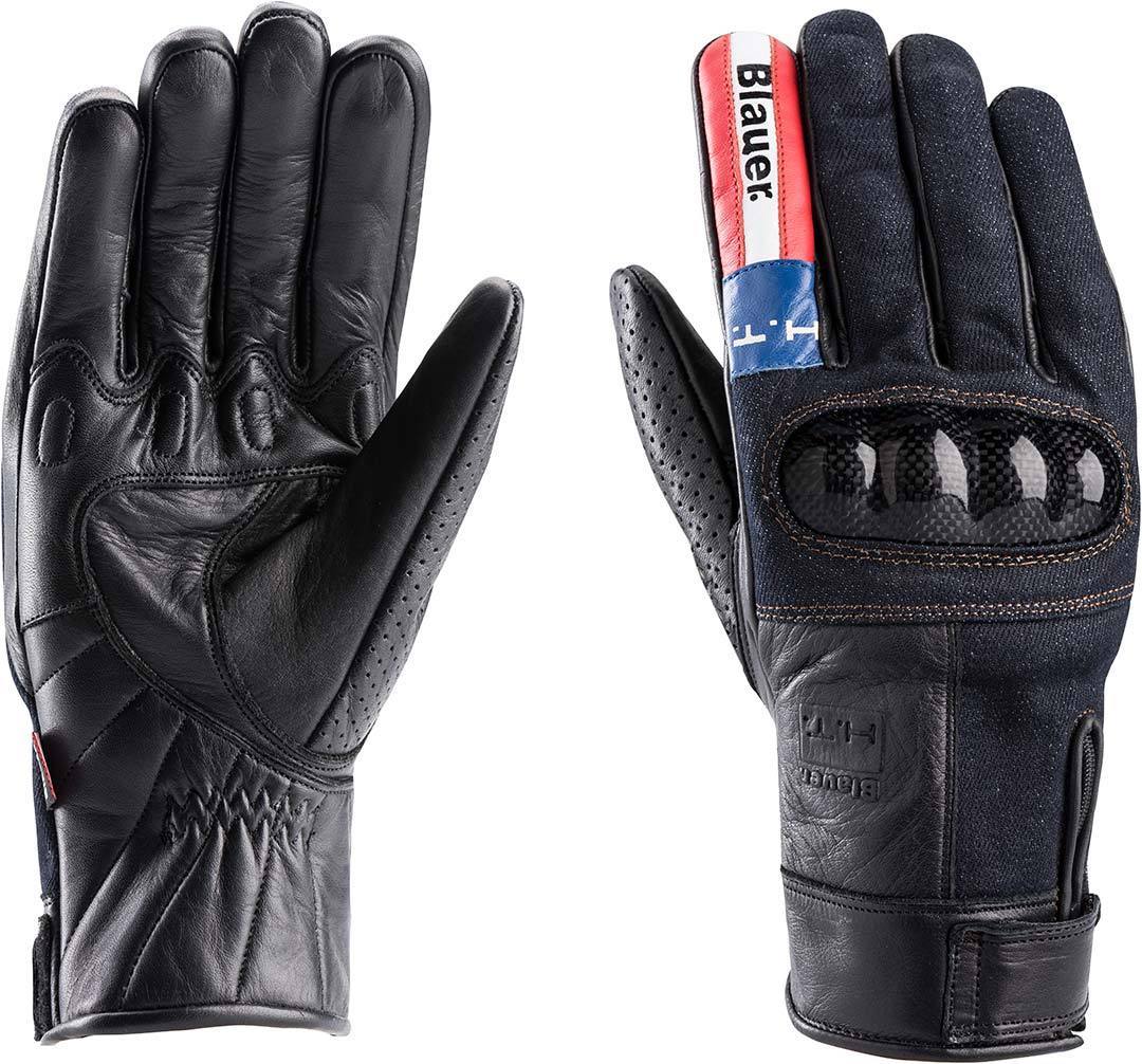 Blauer Combo Carbon Denim USA Motorradhandschuhe 2XL Schwarz